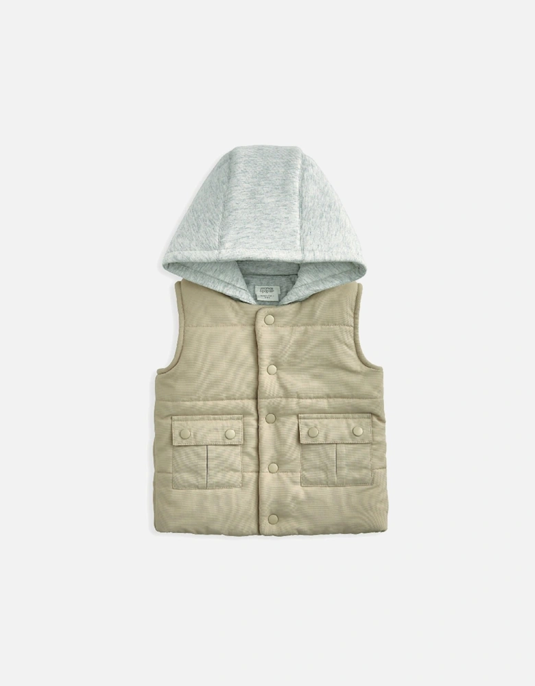 Baby Boys Hooded Gilet - Beige