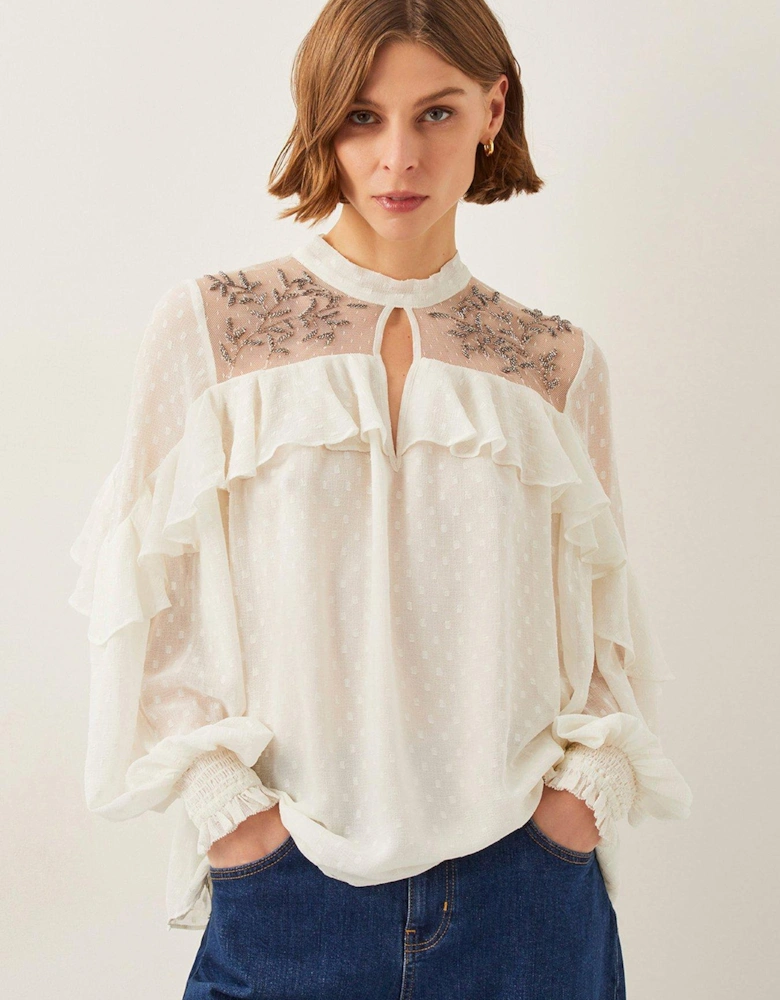 Debbie Spot Blouse - Cream