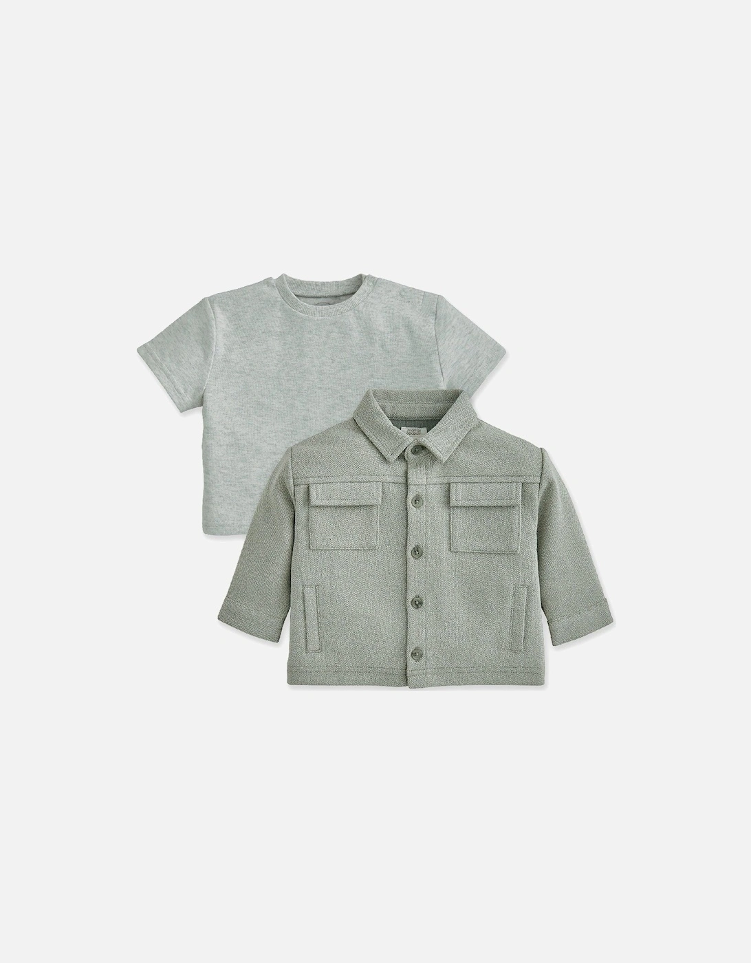 Baby Boys 2 Piece Shacket & Tshirt Set - Grey, 2 of 1