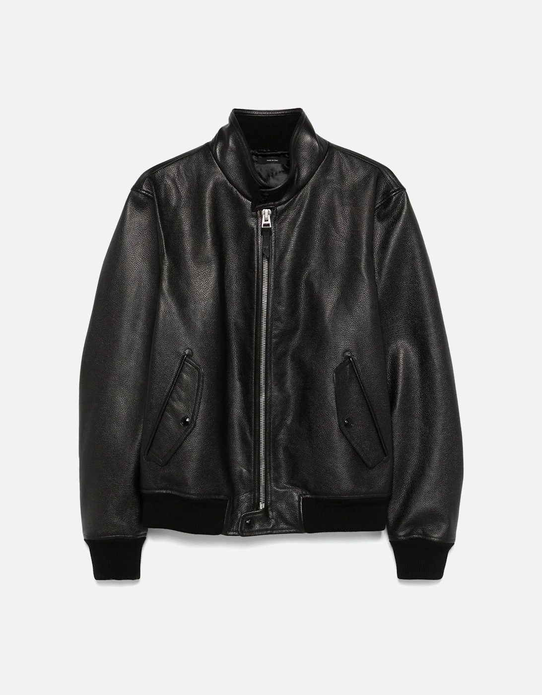 Tumbled Leather Harrington Jacket Black, 6 of 5