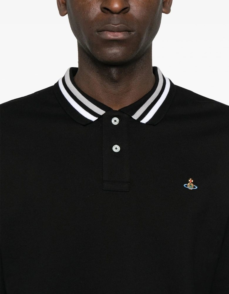 Classic Orb Long Sleeved Polo Black