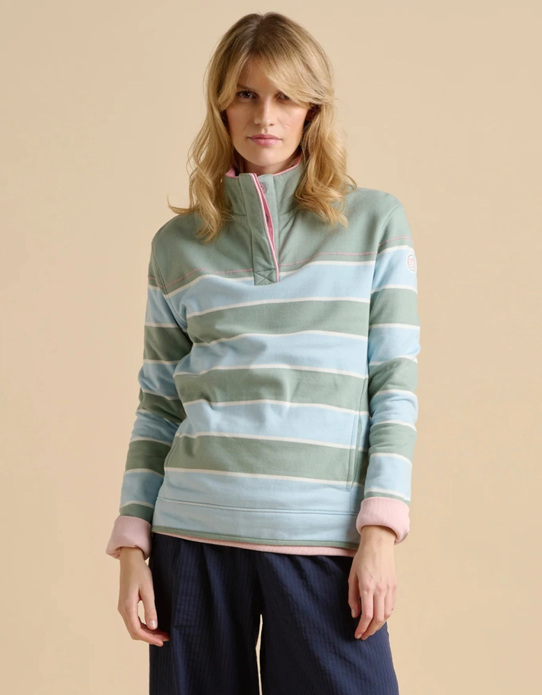 Women's Engineered Stripe Quarter Zip Green