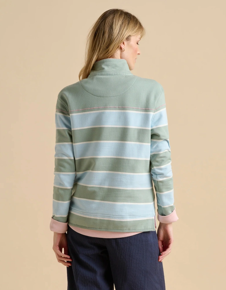 Women's Engineered Stripe Quarter Zip Green