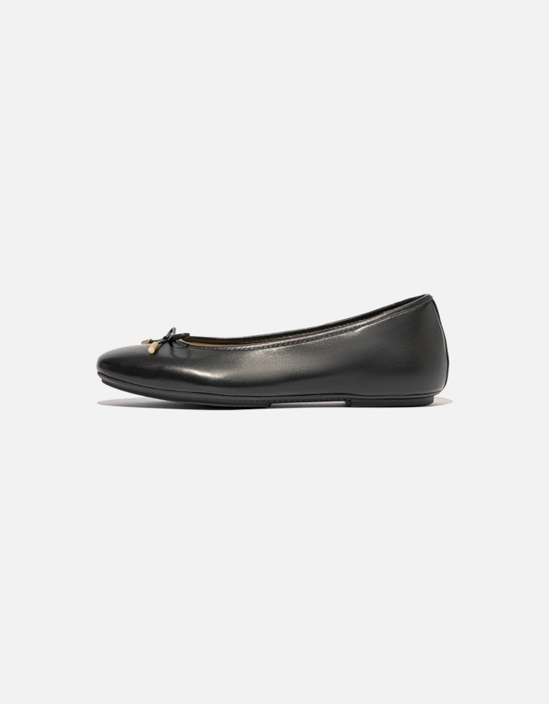 Women's Delicato Bow Soft Leather Ballet Flats Black