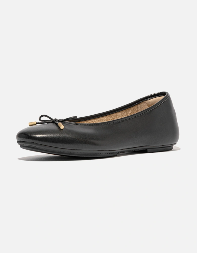 Women's Delicato Bow Soft Leather Ballet Flats Black