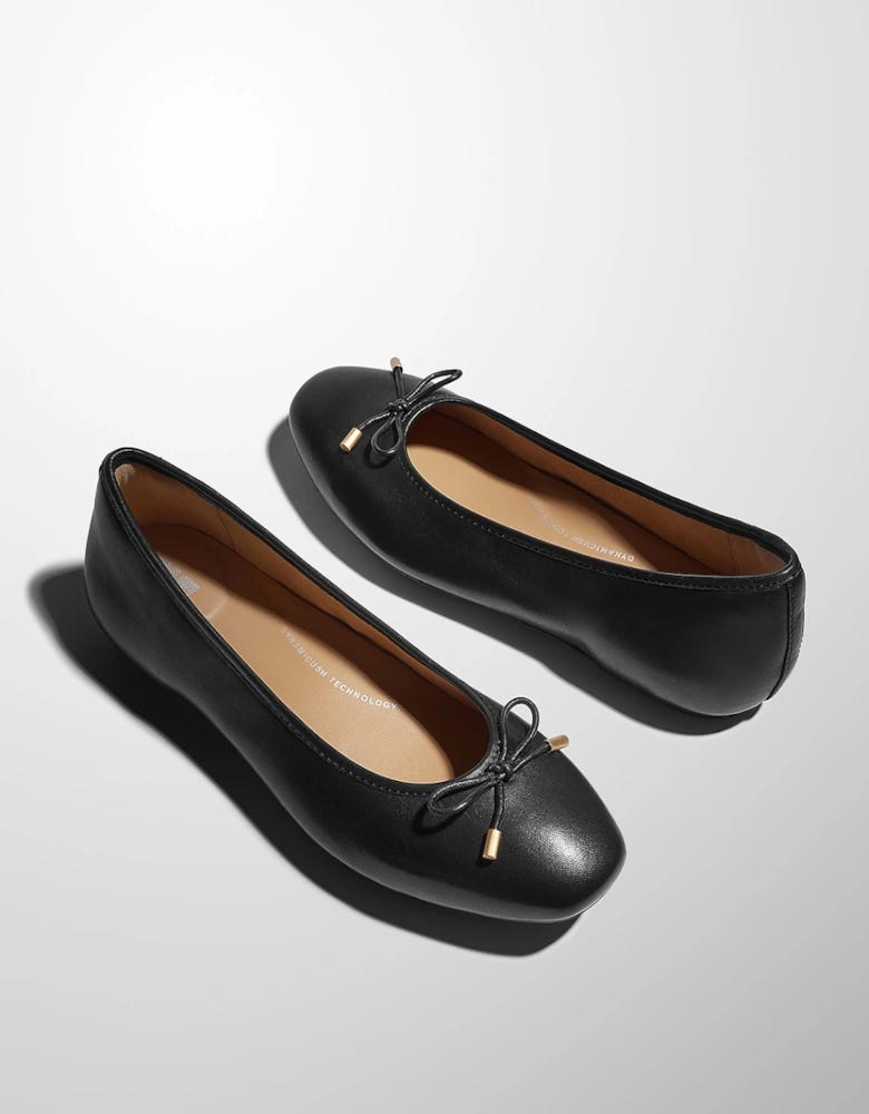 Women's Delicato Bow Soft Leather Ballet Flats Black