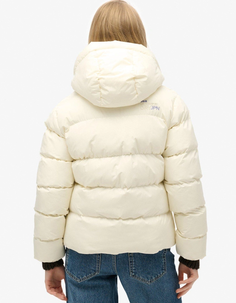 Hooded Sports Padded Jacket - White