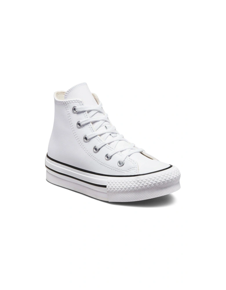 Kids Girls Leather Eva Lift Hi Top Trainers - White