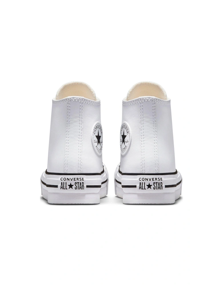 Kids Girls Leather Eva Lift Hi Top Trainers - White