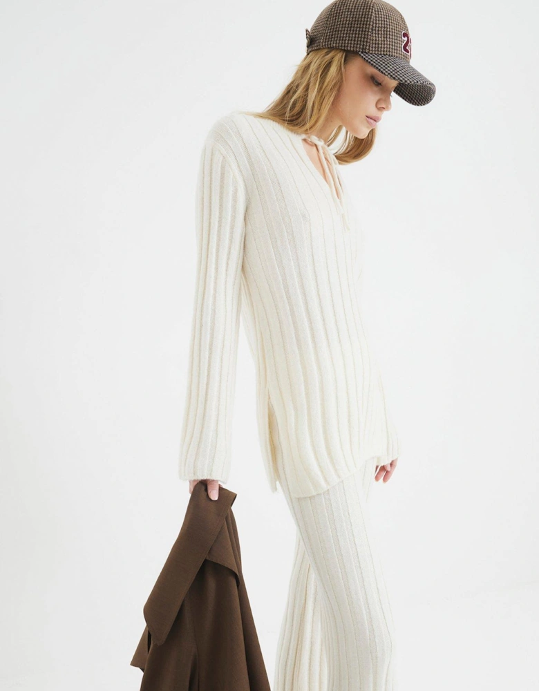 Ribbed Tunic Top - Cream