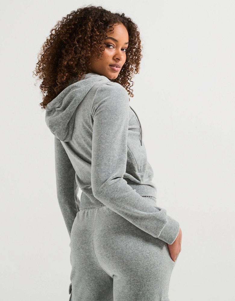 Womens Chuck Hoodie Velour Jacket - Grey