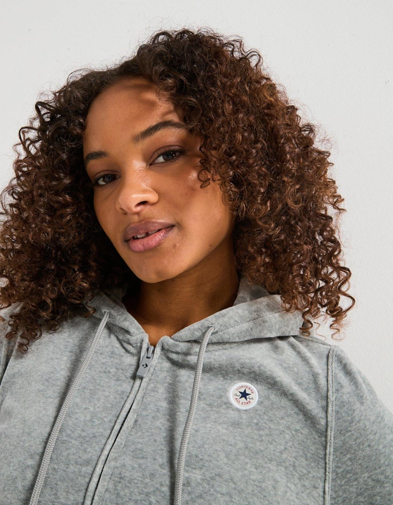 Womens Chuck Hoodie Velour Jacket - Grey