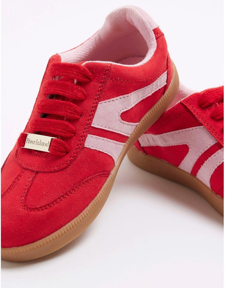 Girls Lace Up Trainers - Red