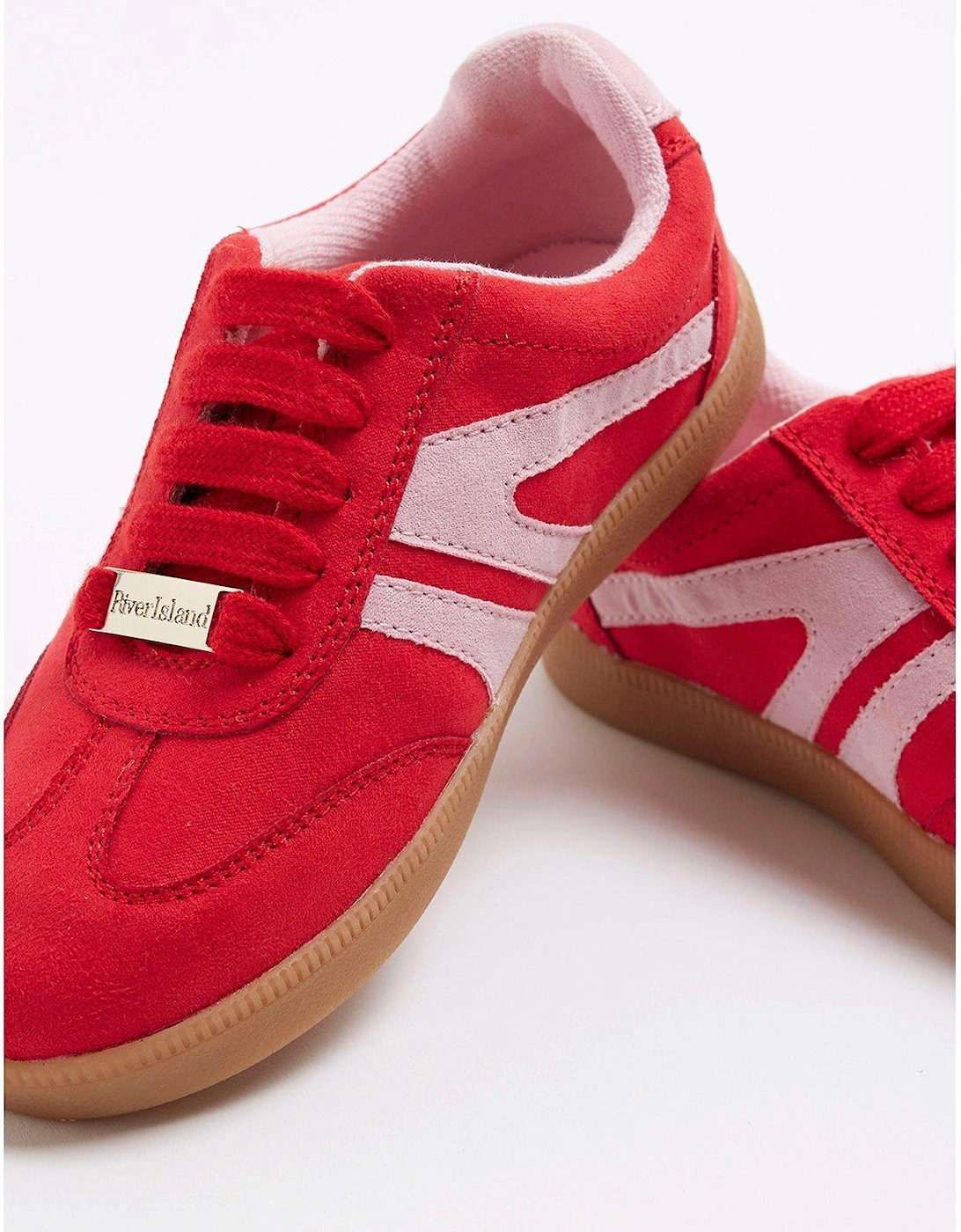 Girls Lace Up Trainers - Red