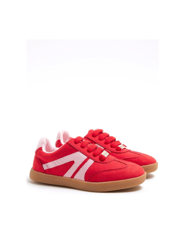 Girls Lace Up Trainers - Red