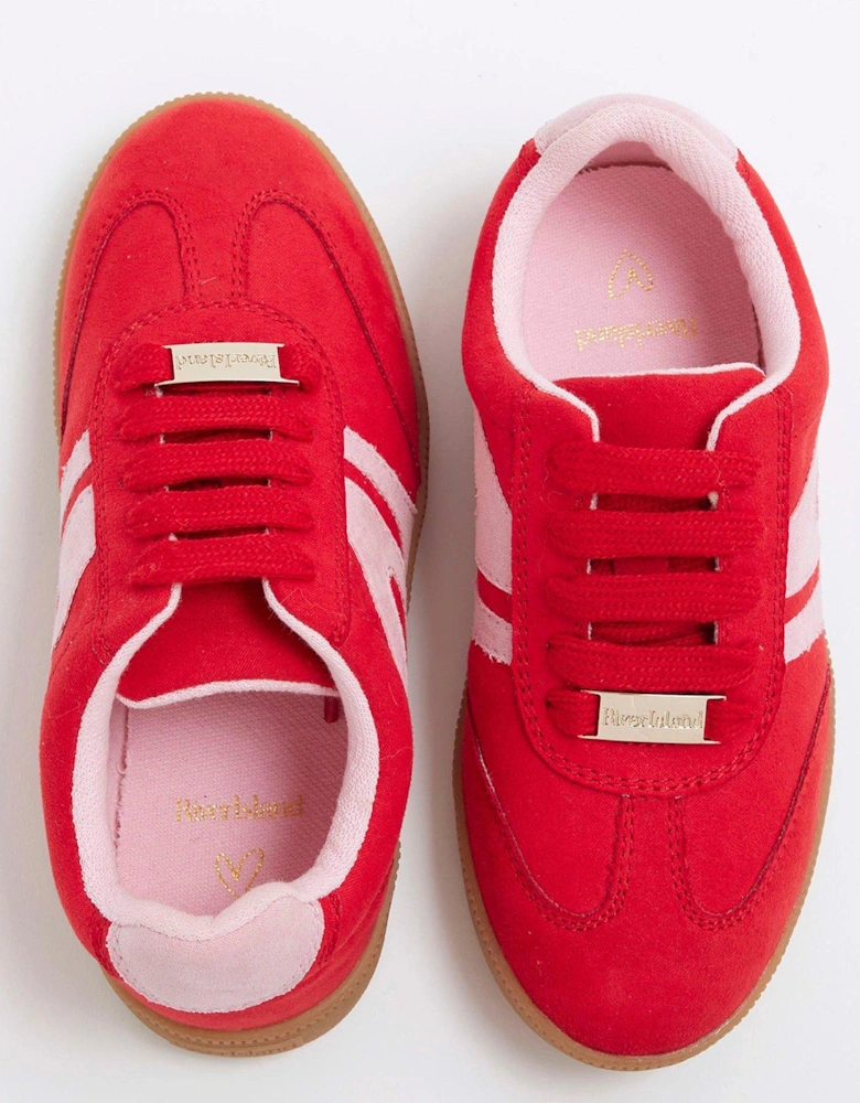 Girls Lace Up Trainers - Red