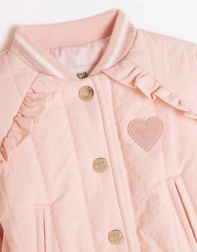 Baby Girls Bow Bomber Jacke - Pink