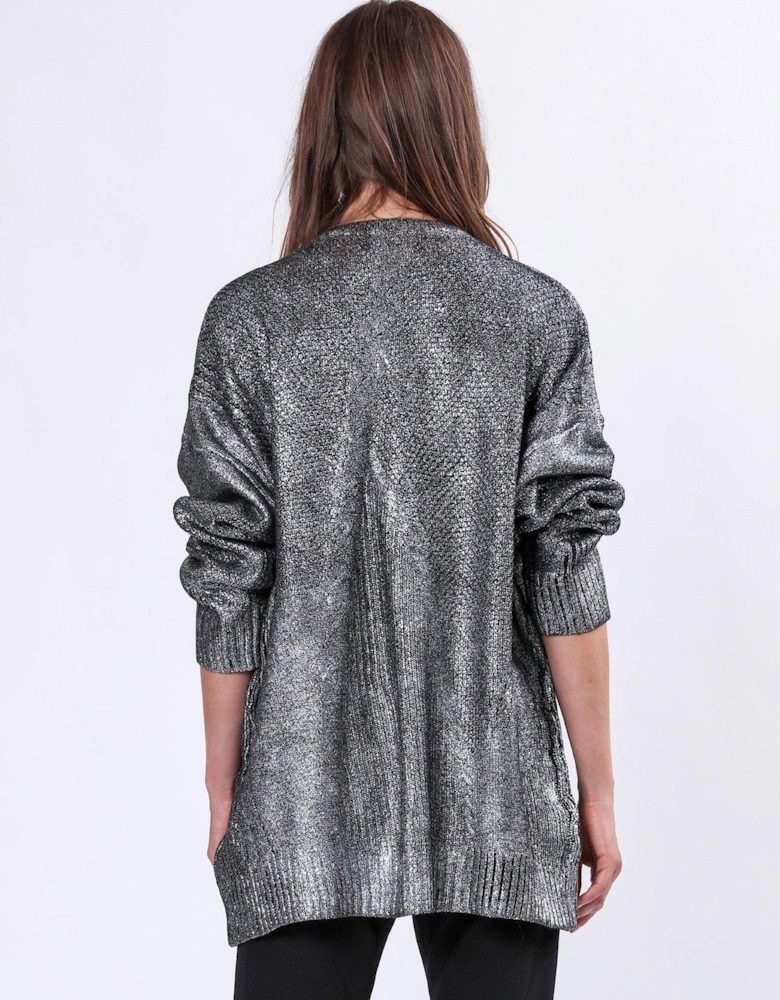 Cable Knit Metallic Jumper - Silver