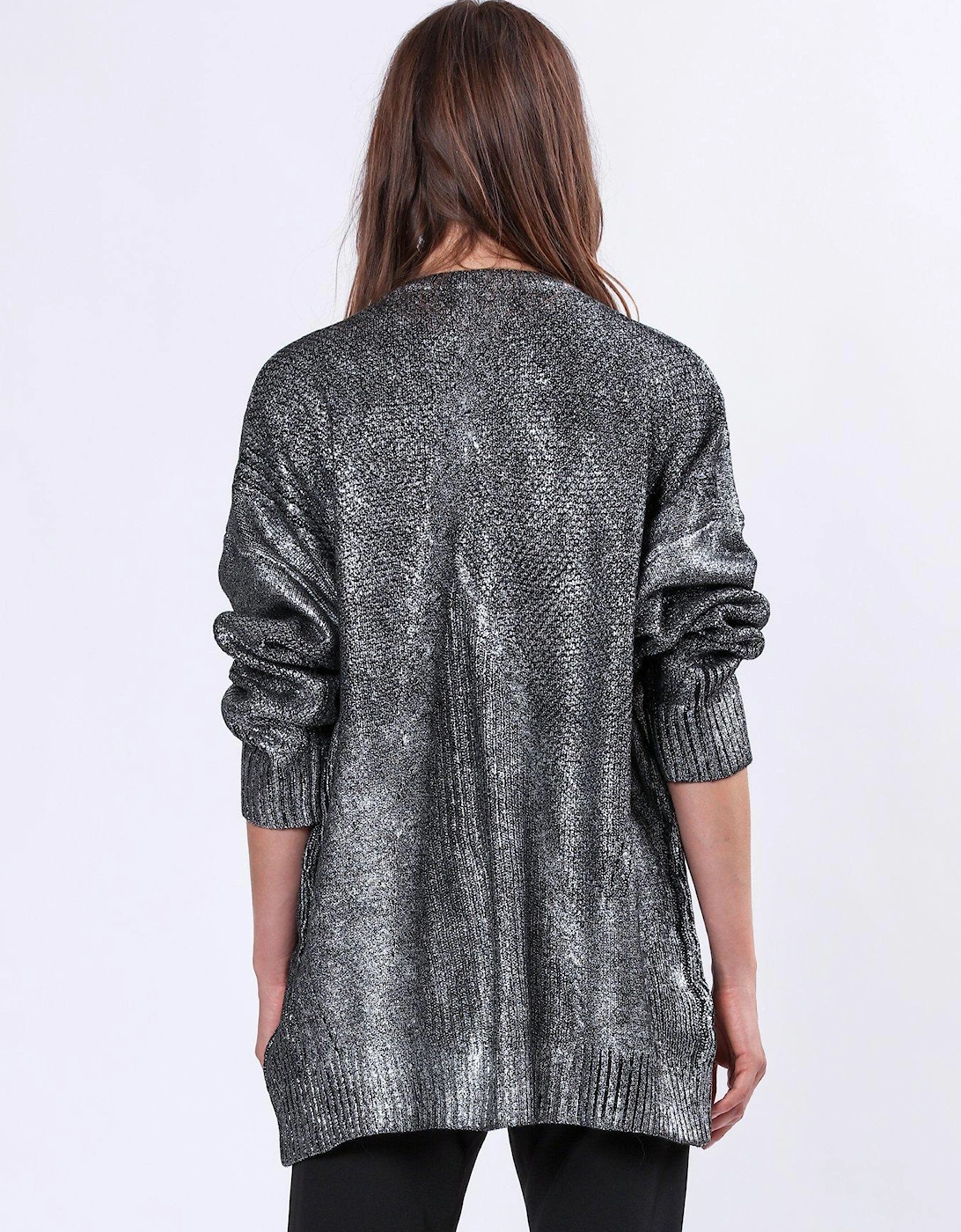 Cable Knit Metallic Jumper - Silver