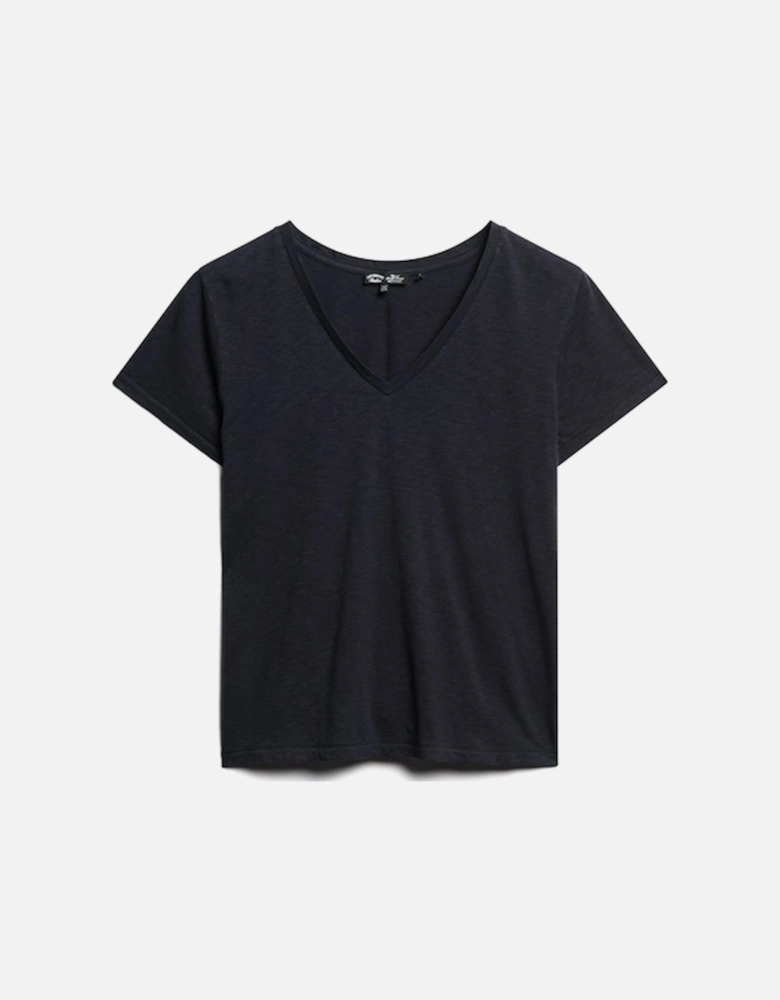 Women's Studios Slub Embroidered Vee T-Shirt Eclipse Navy