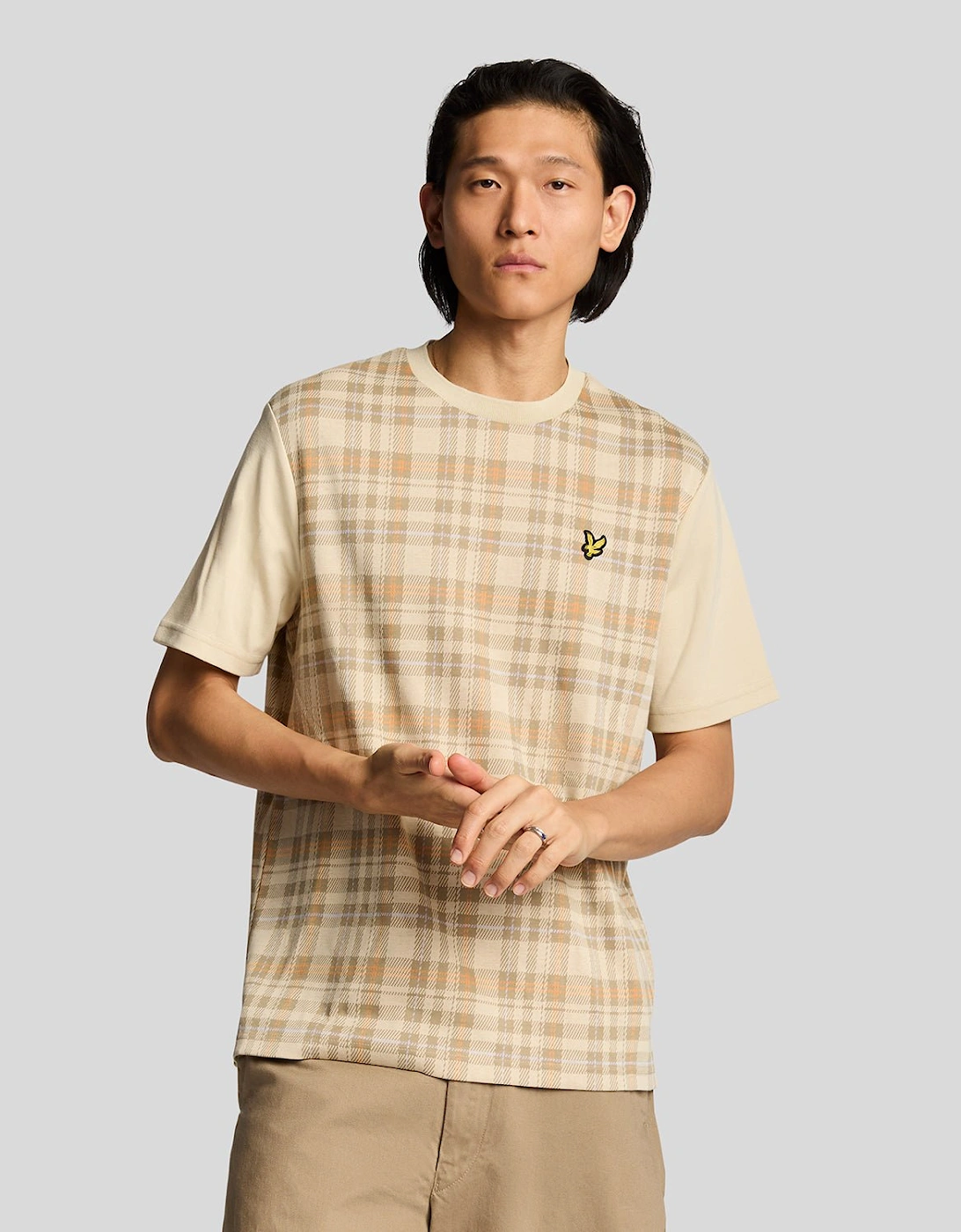 Lyle And Scott Men's Tartan T-Shirt - Cream - Size: 40