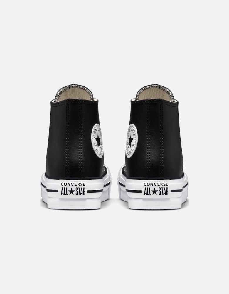 Kids Girls Leather Eva Lift Hi Top Trainers - White/Black