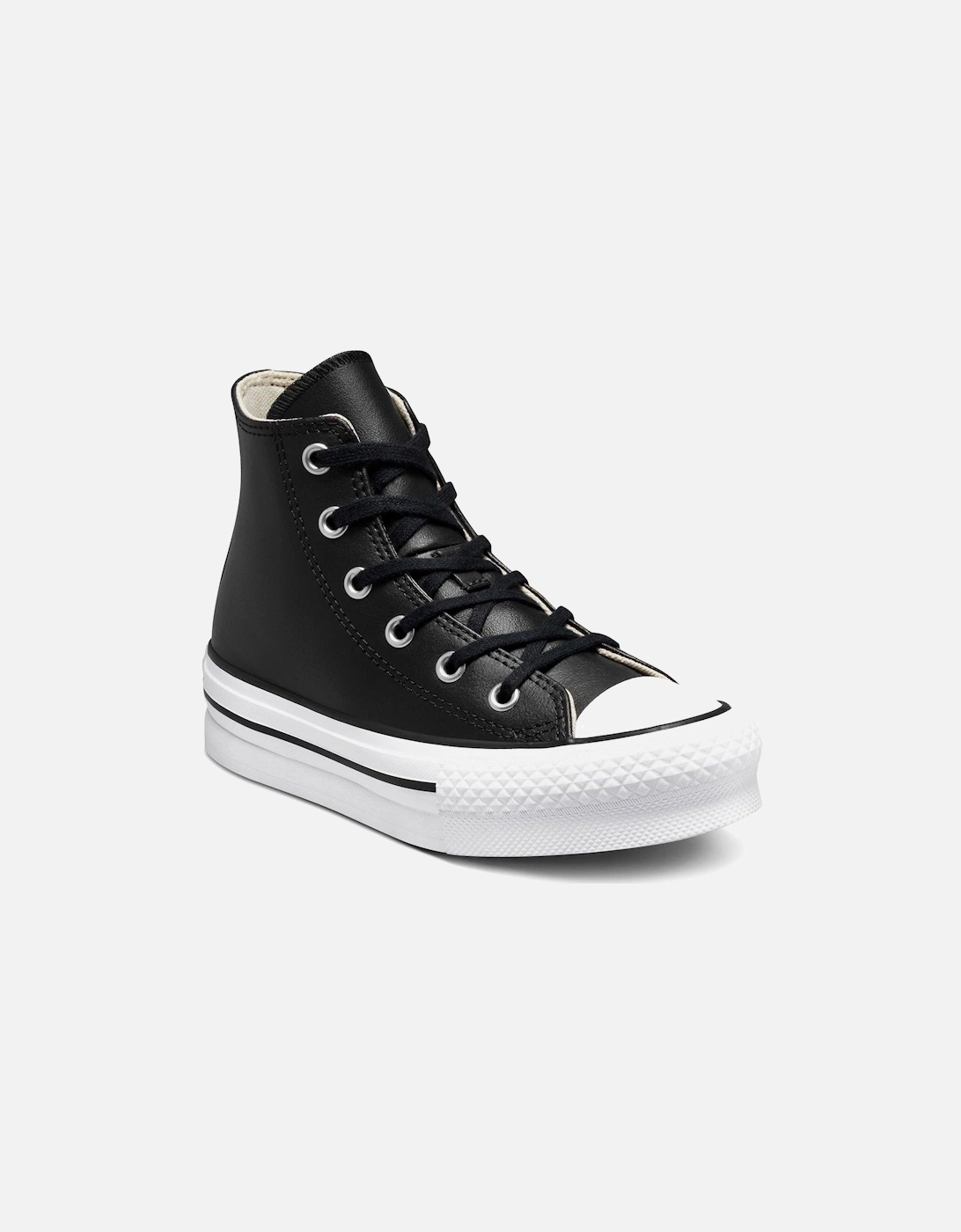 Kids Girls Leather Eva Lift Hi Top Trainers - White/Black