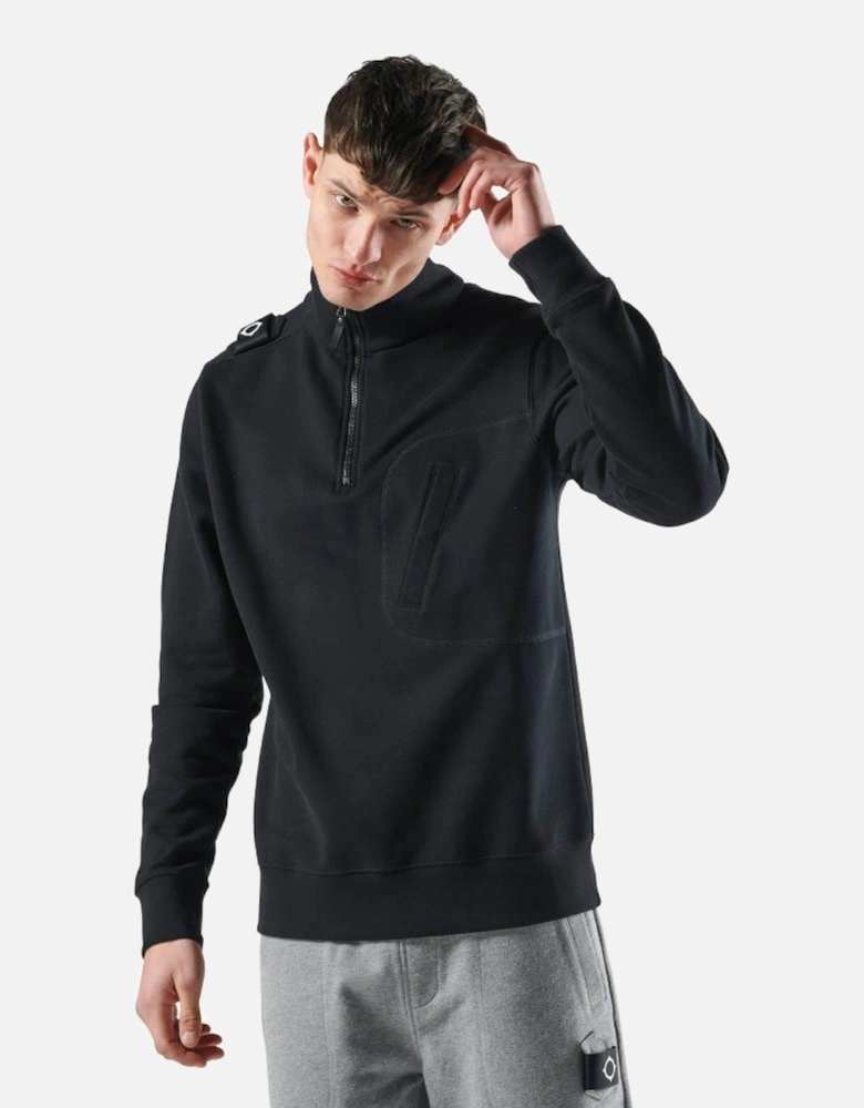 Edge Quarter Zip Sweat - Black