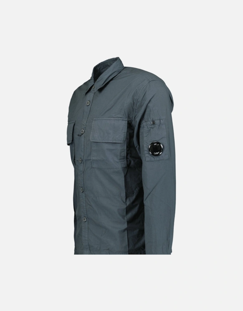 'Popeline' Cotton Overshirt Dark Grey