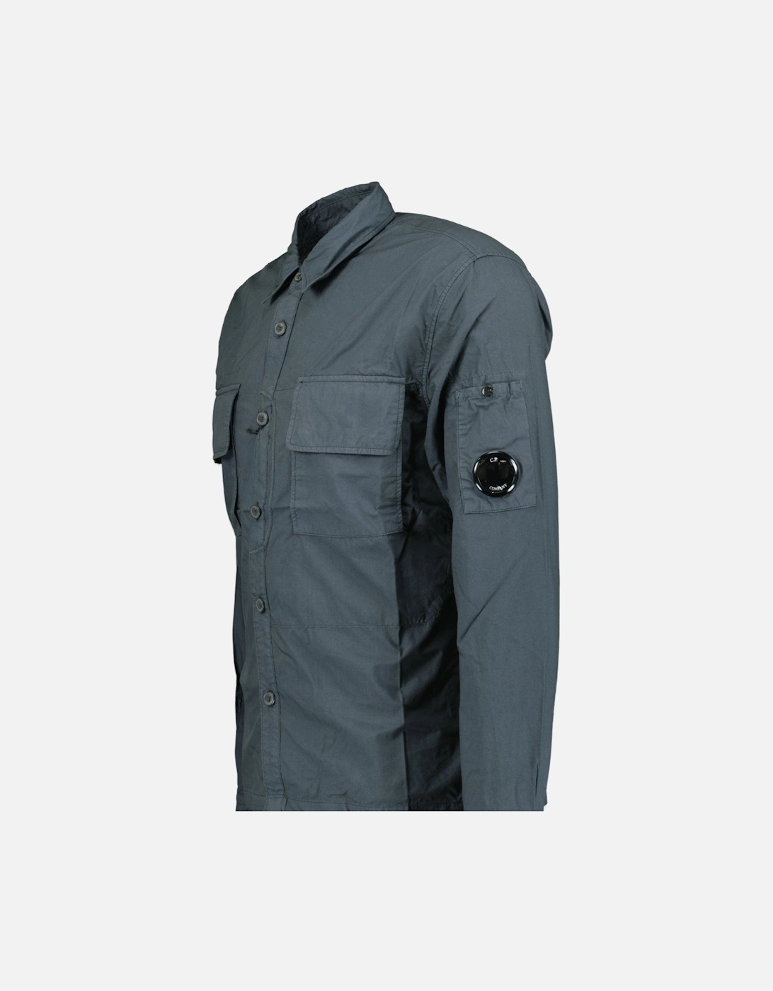 'Popeline' Cotton Overshirt Dark Grey