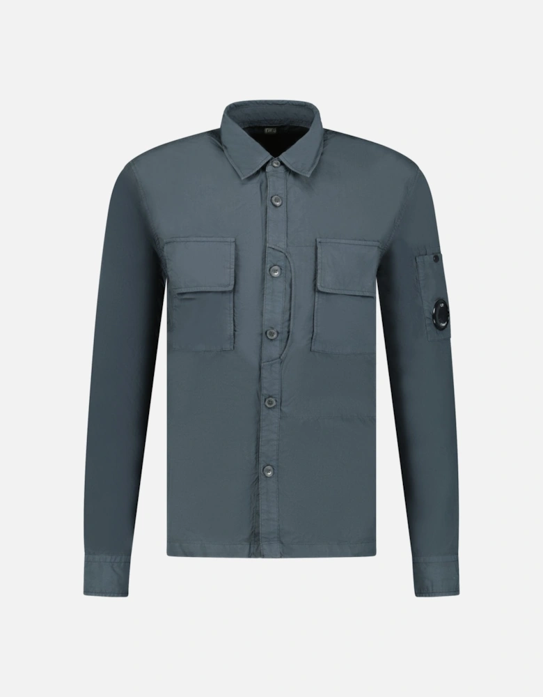 'Popeline' Cotton Overshirt Dark Grey