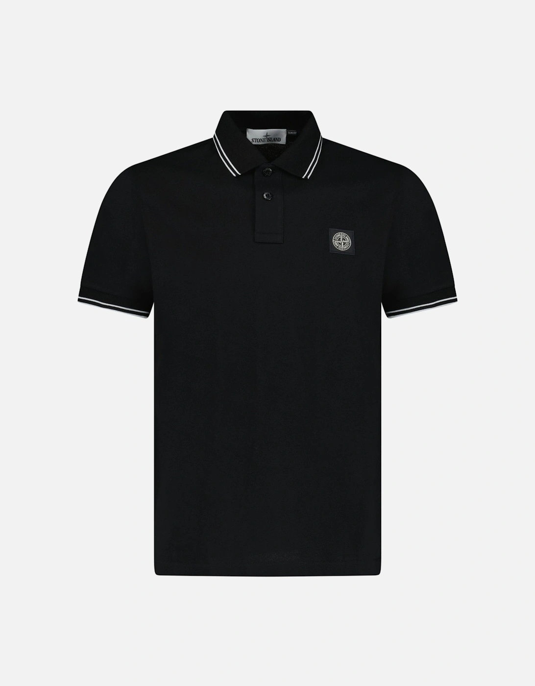 Stone Island Stripe Collar Polo T-Shirt Slim Fit Black