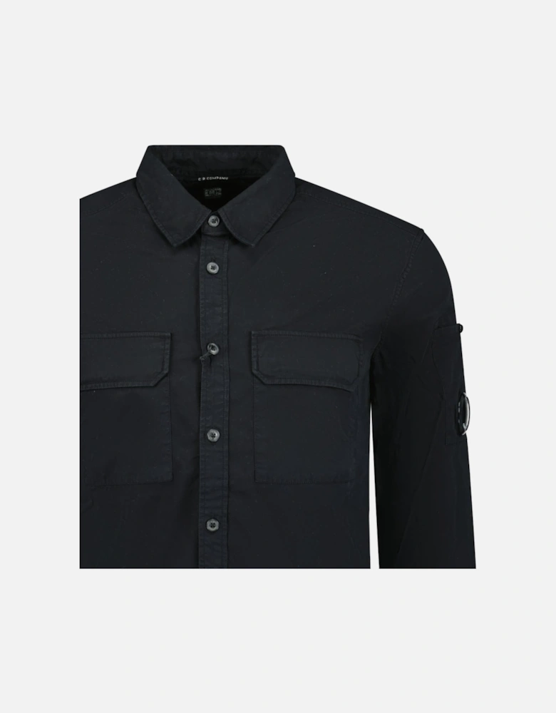 Button Up Lens Overshirt Black