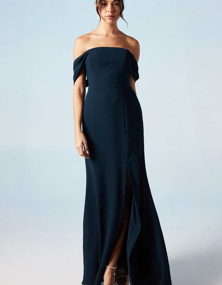 Bardot Crepe Fishtail Bridesmaids Maxi Dress