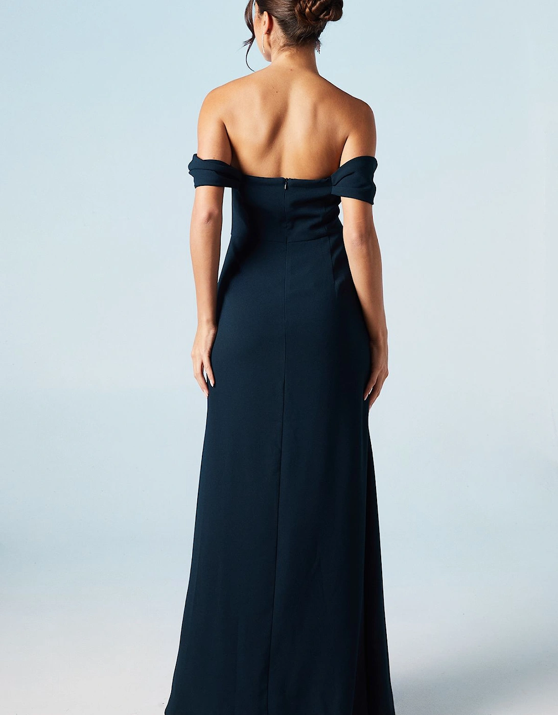 Bardot Crepe Fishtail Bridesmaids Maxi Dress