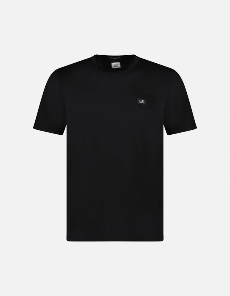 70/2 Mercerised Jersey Logo Patch T-Shirt in Black