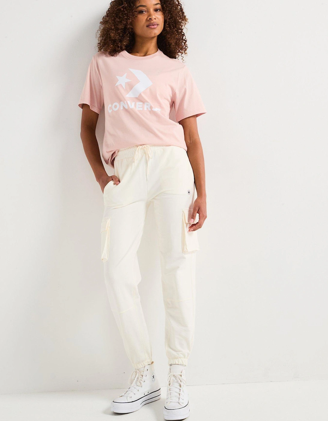 Center Front Large Logo Star Chevron Short Sleeve T-Shirt - Pink