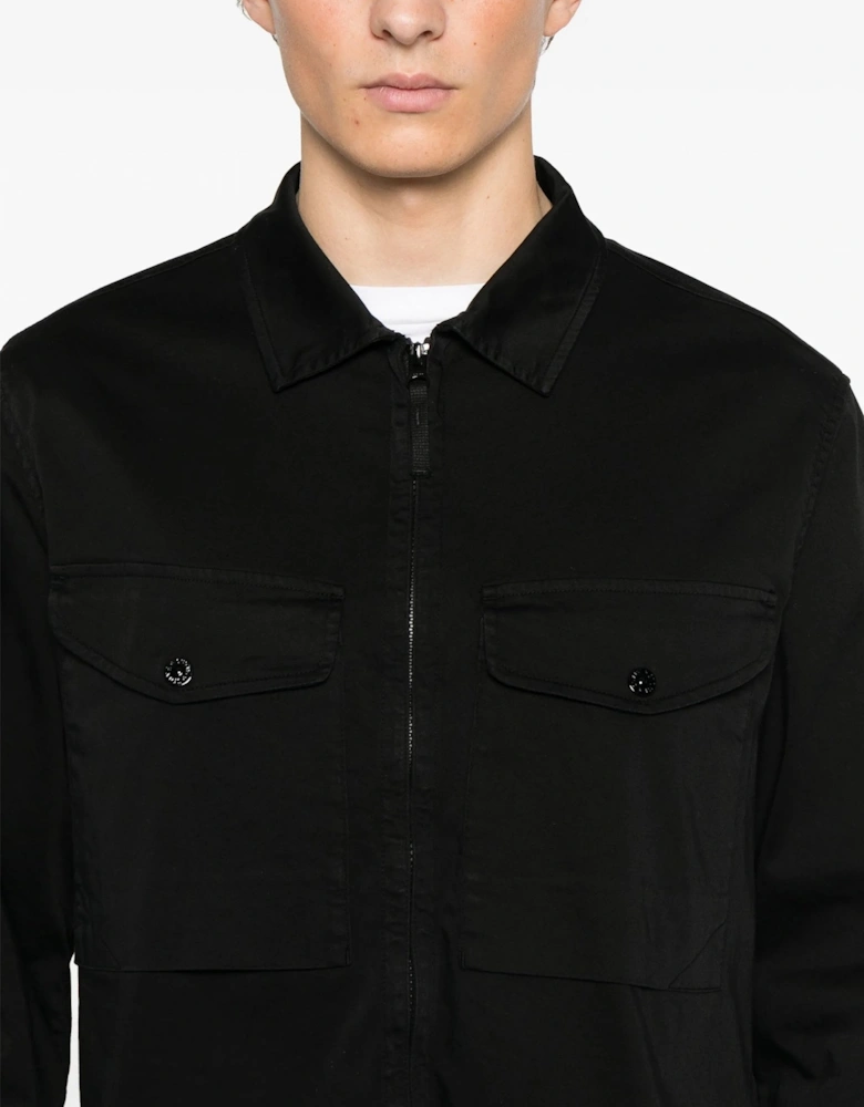 Patch Pocket Compass Overshirt Black