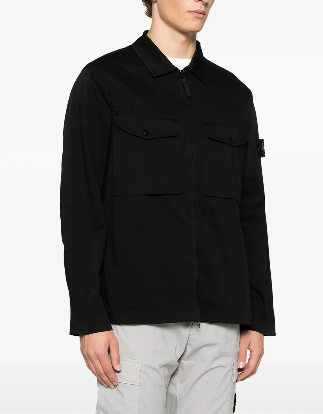 Patch Pocket Compass Overshirt Black