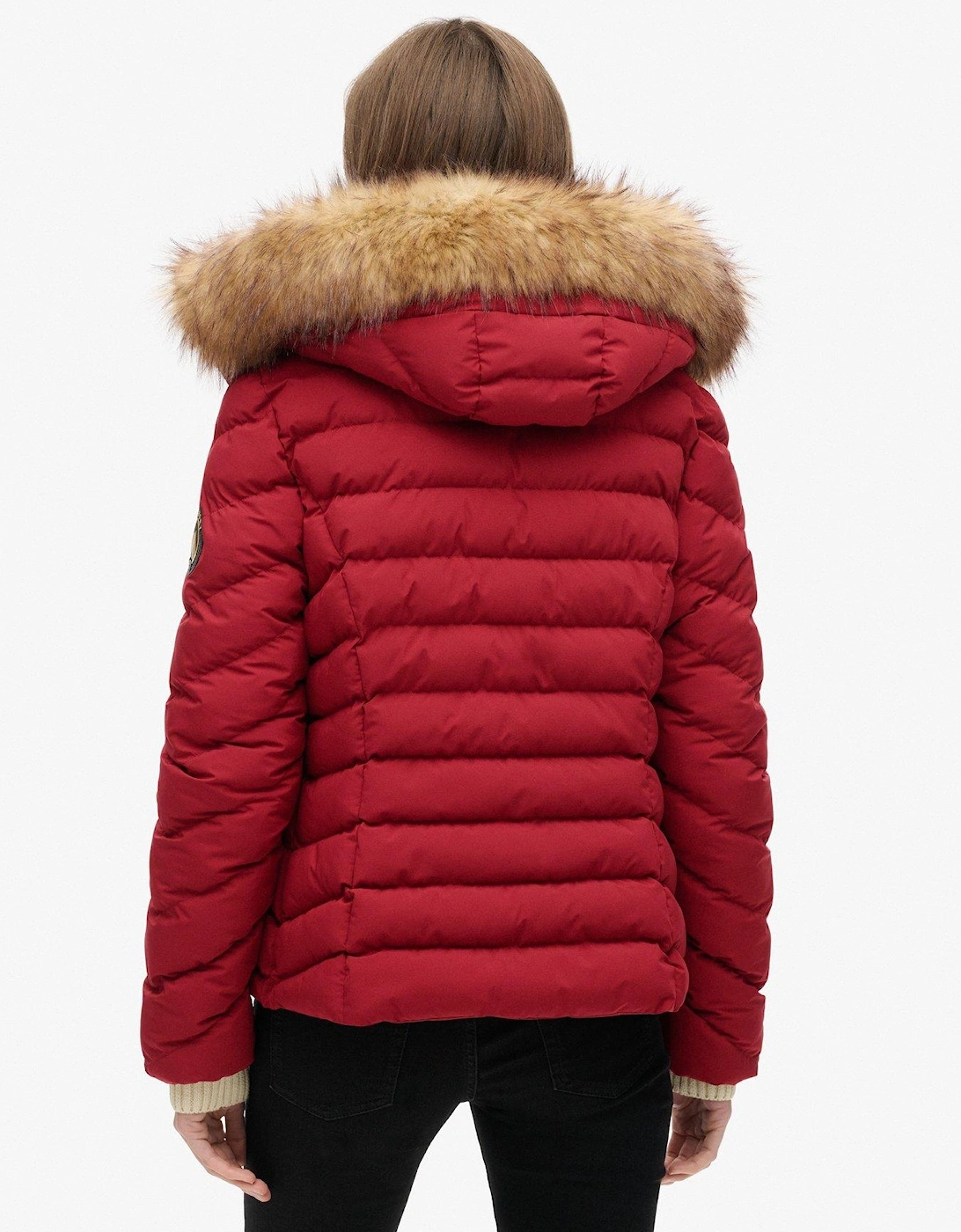 Fuji Faux Fur Hooded Coat - Red