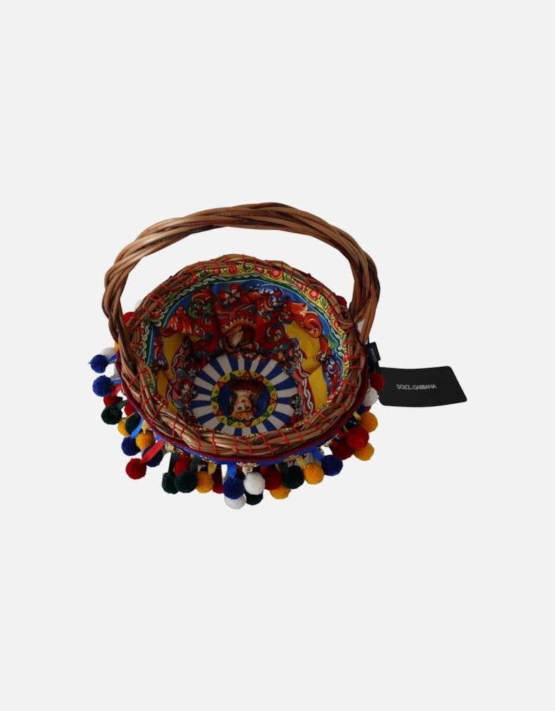 Dolce Gabbana Basket Multicolor PomPoms Women Tote Bags