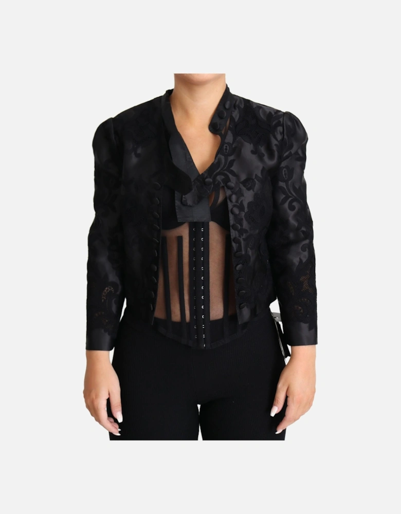 Embroidered Silk Blend Organza Jacket Women - Black Jackets