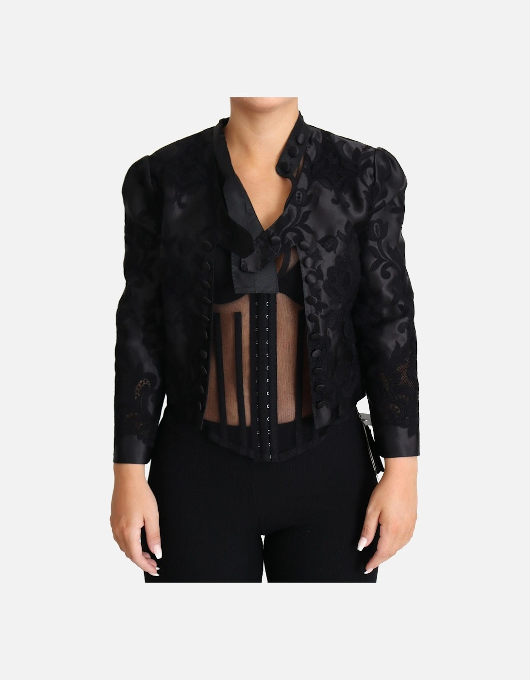 Embroidered Silk Blend Organza Jacket Women - Black Jackets, 5 of 4