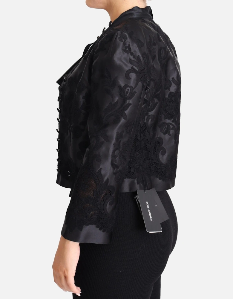 Embroidered Silk Blend Organza Jacket Women - Black Jackets