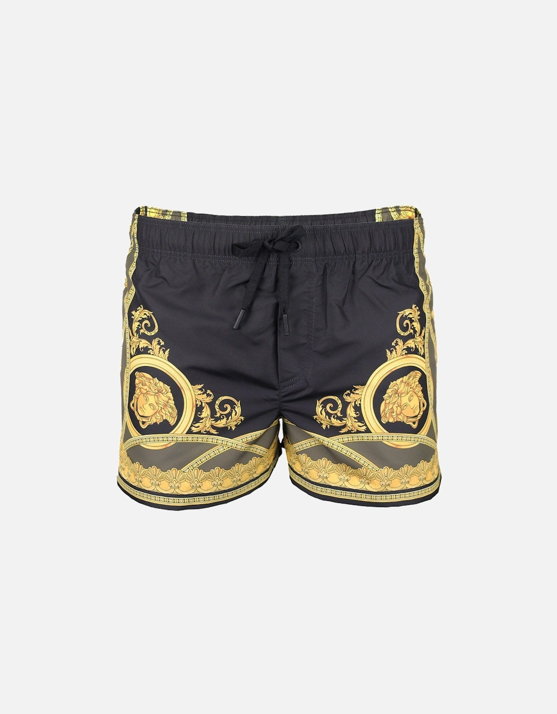 Heritage Print Swim Shorts, Black/Gold, 4 of 3