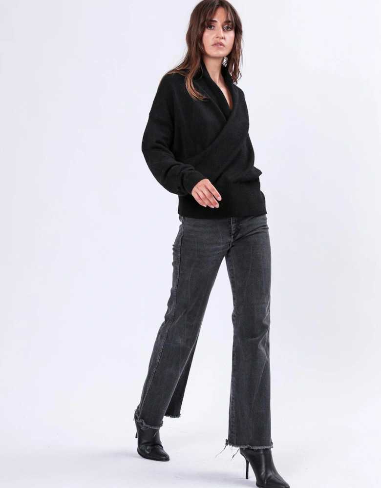 Shawl Wrap Jumper - Black