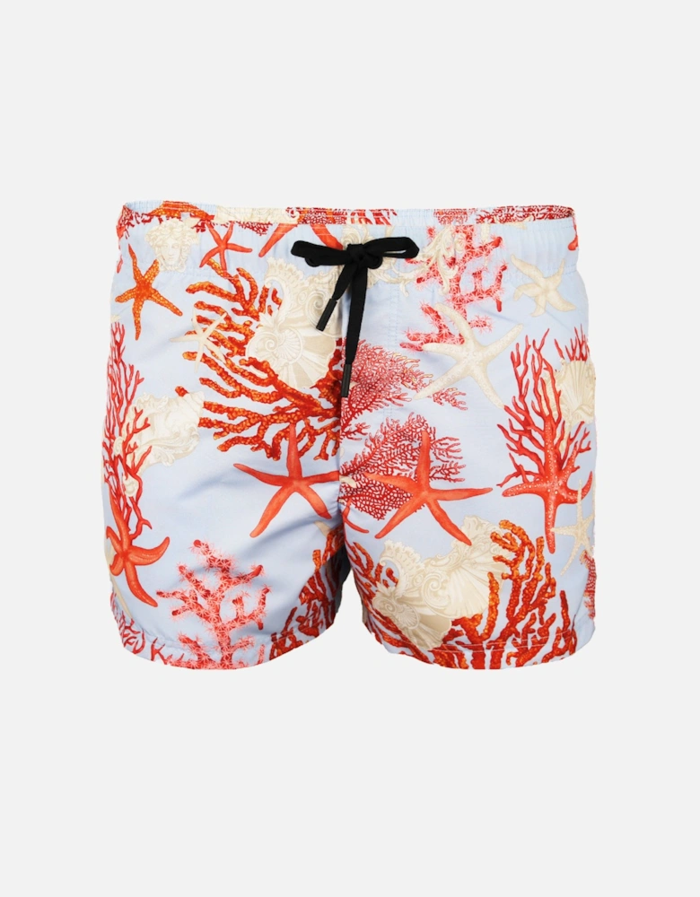 Coral Print Swim Shorts, Blue