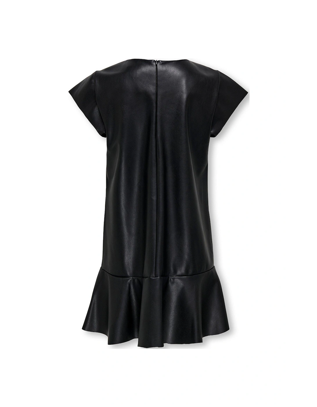 Girls Faux Leather Dress - Black