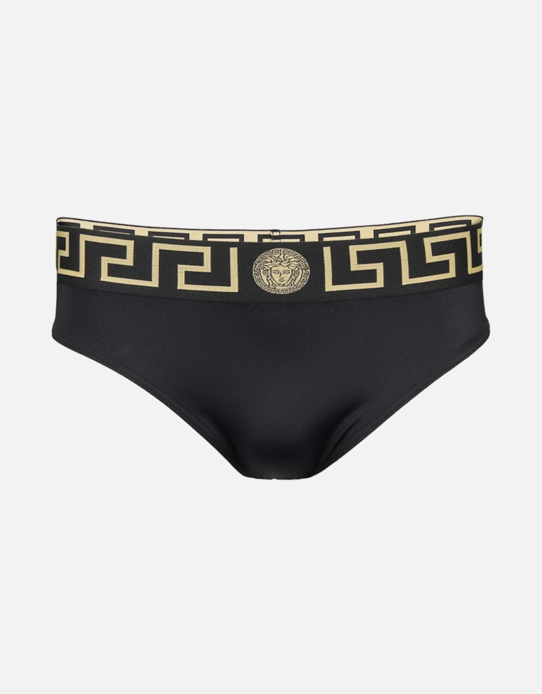 Greca Border Swim Briefs, Black