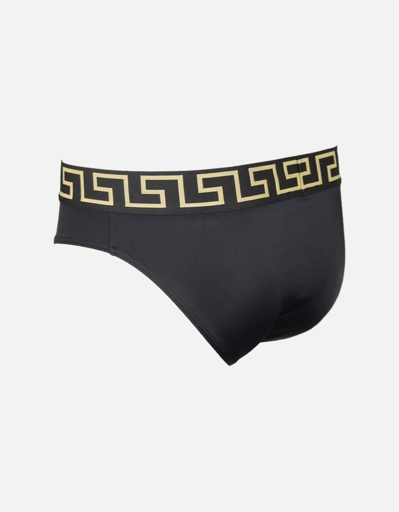 Greca Border Swim Briefs, Black